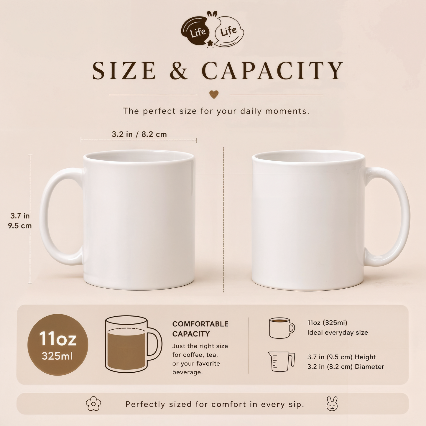Life to Life Minimalist Bunny Mug