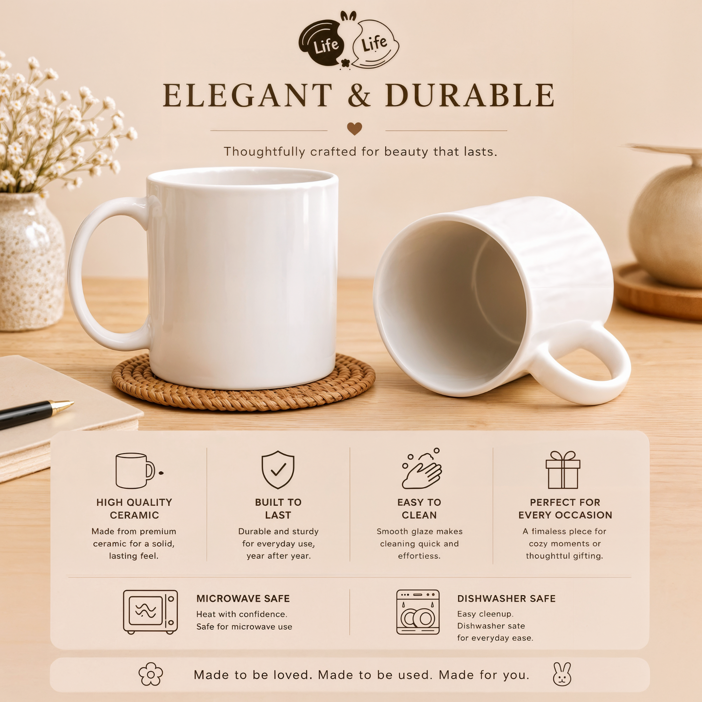 Life to Life Minimalist Bunny Mug