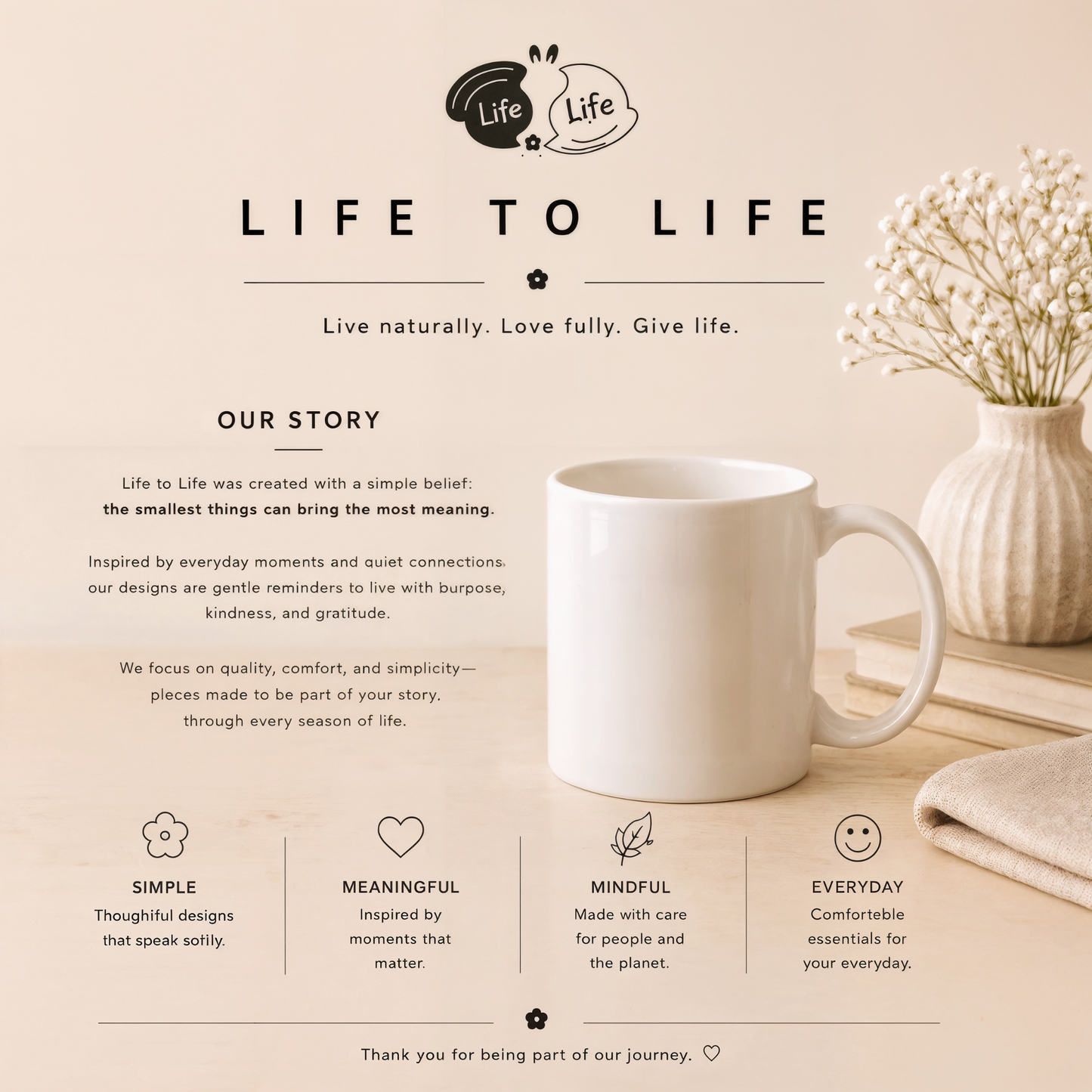Life to Life Minimalist Bunny Mug