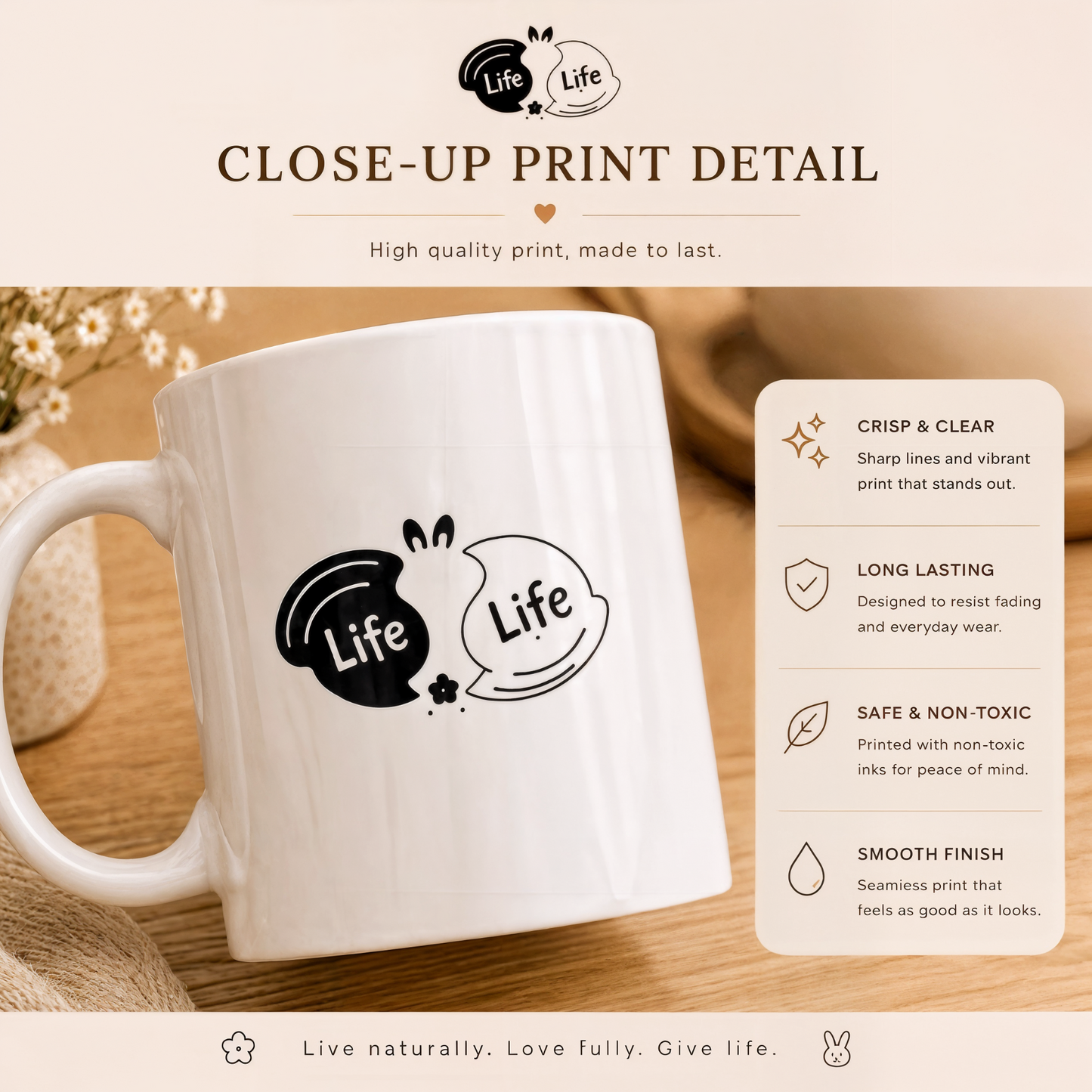 Life to Life Minimalist Bunny Mug