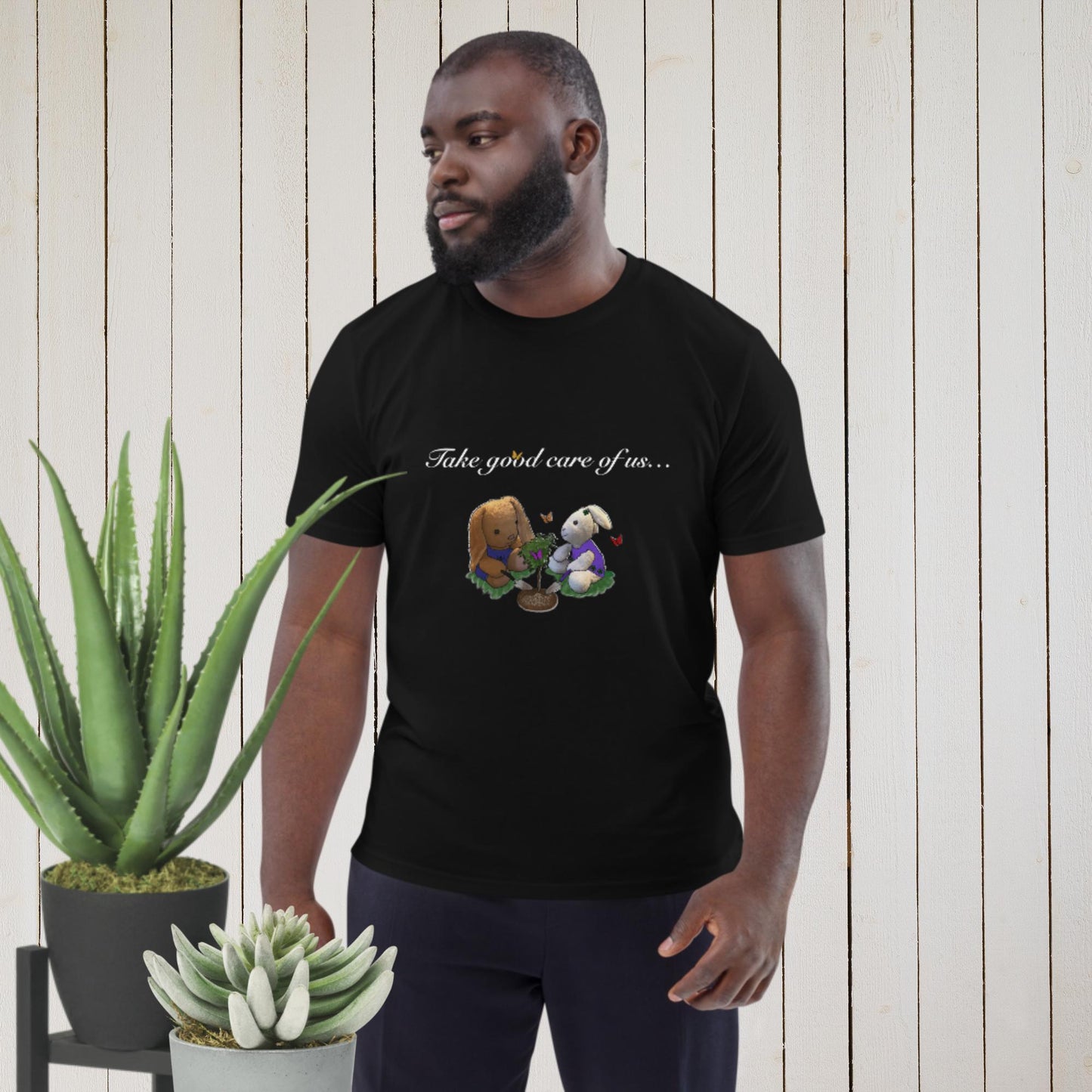 Take good care of us … all our life! Men unisex organic cotton t-shirt