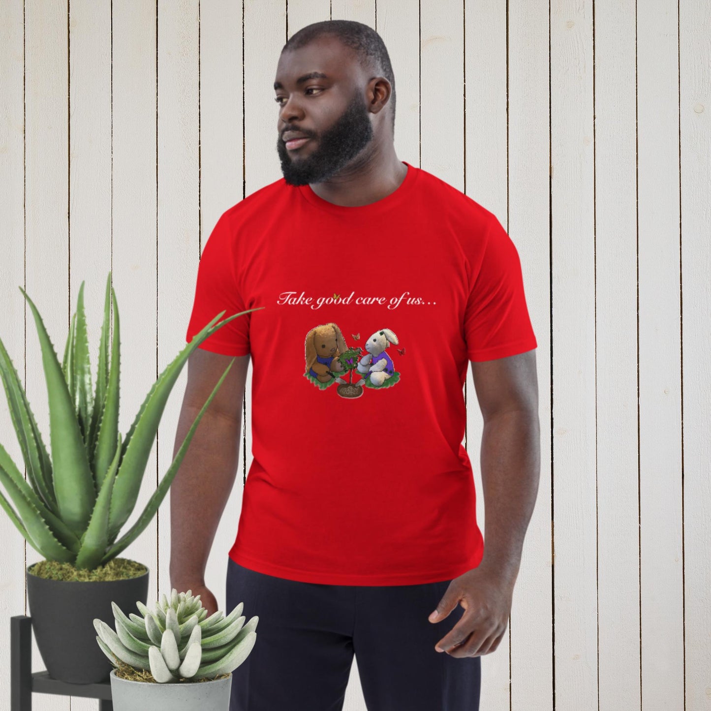 Take good care of us … all our life! Men unisex organic cotton t-shirt